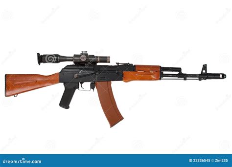 Kalashnikov Ak74 With Sniper Scope Stock Image Image Of Crime Ak74
