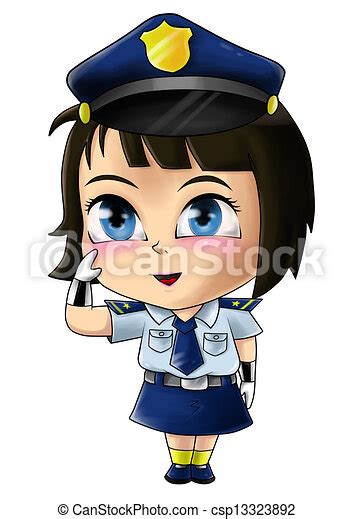 Regalo de retrato de caricatura personalizado de fotos en estilo de color. Stock de Ilustraciones de mujer policía - lindo ...
