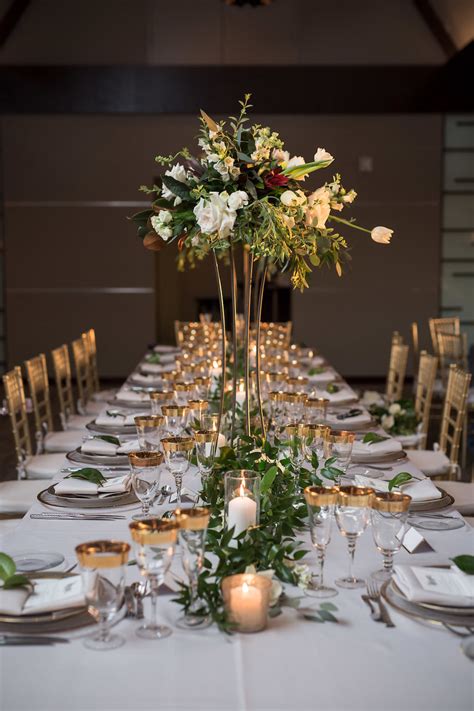 Modern, Elegant Wedding Reception Decor, Long Feasting Table with Tall