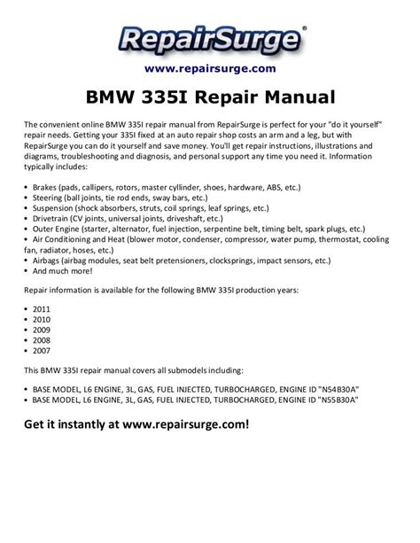 Bmw 335i Repair Manual 2007 2011