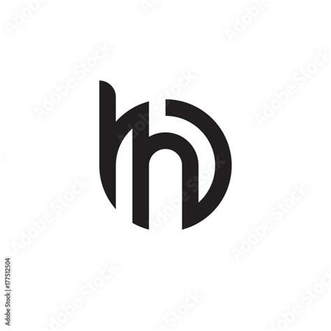 Initial Letter Bh Hb H Inside B Linked Line Circle Shape Logo