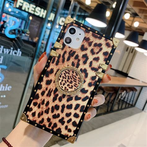 Luxury Leopard Square Stand Cases For Samsung S22 A51 S22 Plus A71 S22
