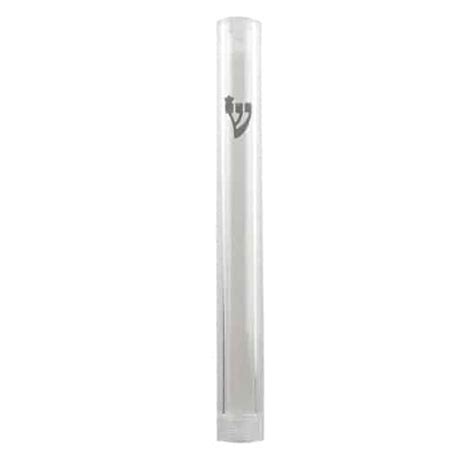 Mezuzah Case Plastic Mezuzah With Screw 15cm Clear With Silver Shin