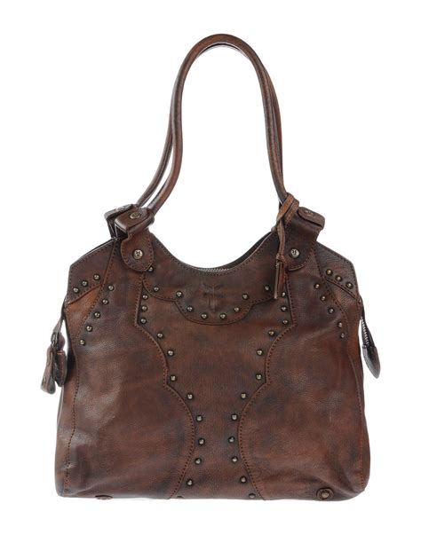 Lyst Frye Studded Leather Shoulder Bag In Brown