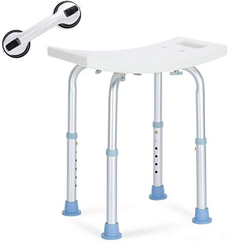 Oasisspace Shower Chair Adjustable Bath Stool With Free Assist Grab