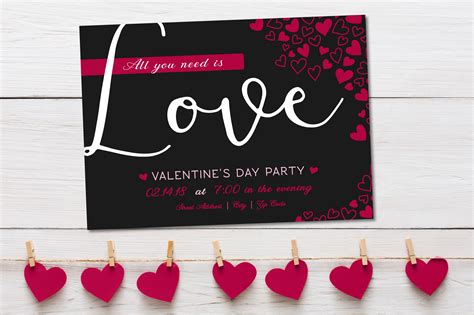 Valentines Day Party Heart Invite ~ Invitation Templates ~ Creative Market