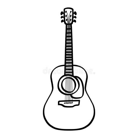 Acoustic Guitar Black And White Drawing