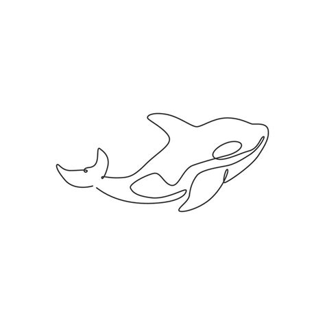 Single Continuous Line Drawing Of Big Adorable Orca For Company Logo
