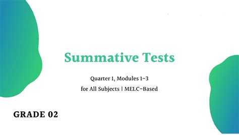 Grade 2 Summative Tests Quarter 1 Modules 1 3 Melc Based K12fileshare