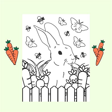 Spring Bunny Coloring Sheet Printable Download Easter Bunny Etsy