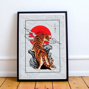 Tiger Poster Japanese Print Traditional Chinese Wall Art Etsy