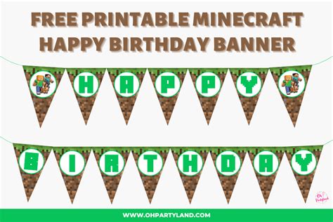 Free Printable Minecraft Birthday Banner Oh Partyland