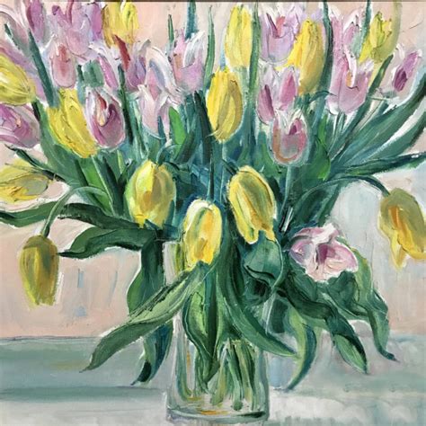 Talented Artist Painted A Still Life Flowers In A Vase Colorful