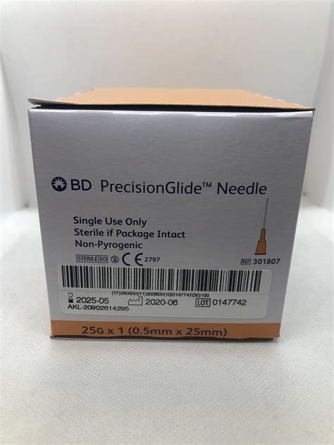BD PRECISIONGLIDE NEEDLE 25G X 1', 100 - Syringes and Needles, BD ...