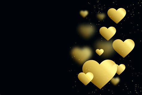 Golden Hearts On Black Background Download Free Vector Art Stock