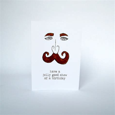 Items Similar To Custom Funny Birthday Card British Moustache Jolly