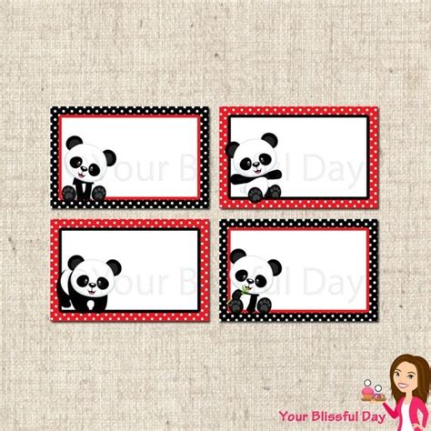 Printable Boy Panda Party Label Tents By Yourblissfulday On Etsy