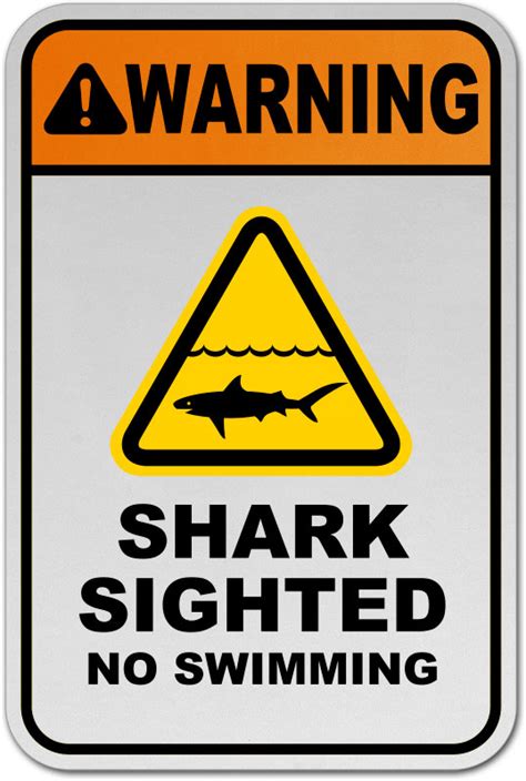 Shark Sighted No Swimming Sign F7693 By