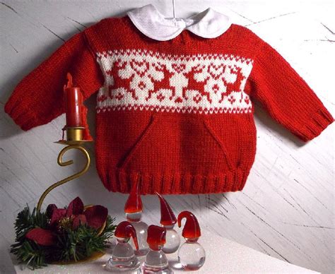 Christmas Sweater With Pocket And Reindeers Knitting Pattern By Oge Knitwear Designs Knitting