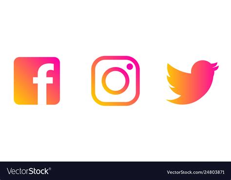 Instagram Twitter Facebook Logo Royalty Free Vector Image