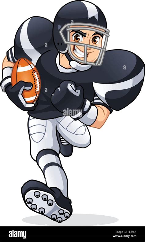 American Football Player Running Cartoon Character Design Vector