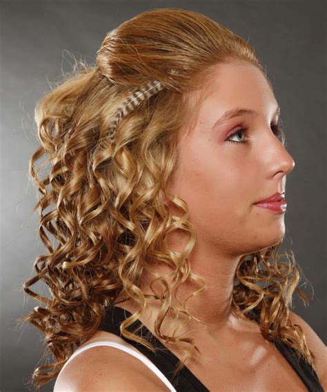 Long Curly Ginger Blonde Half Up Hairstyle With Light