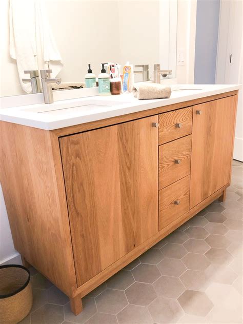 60 Modern White Oak Wood Vanity Double Sink What We Make