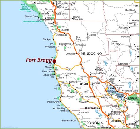 Fort Bragg Area Road Map