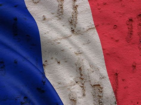 French Flag On Grunge Wall Background National Flag Of France On