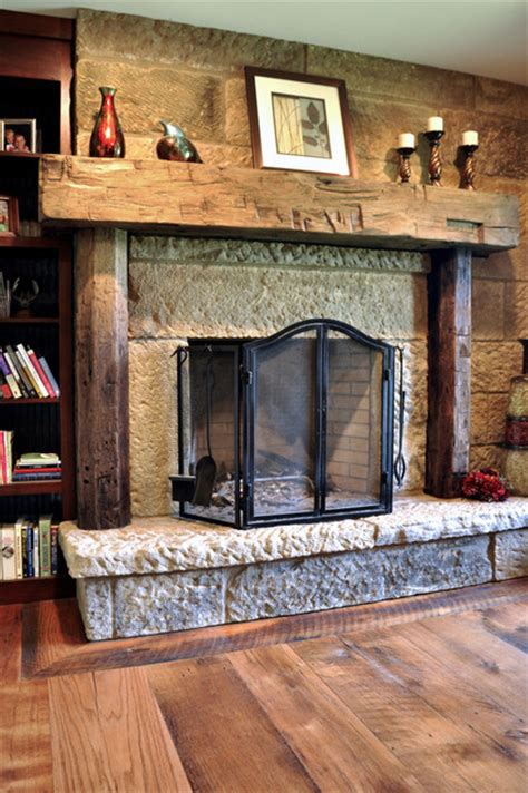 We love how the diy wood beam mantel helps keep the overall look of the fireplace from being too formal. Antique Fireplace Mantels - Traditional - Bedroom - other ...