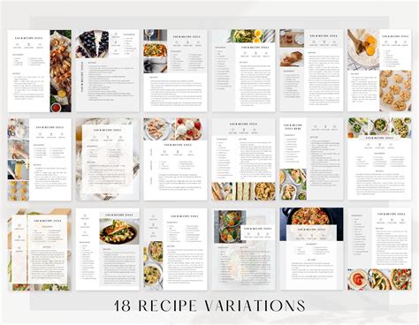 Cookbook Template Recipe Book Template Editable Canva Etsy