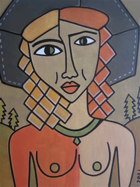 NUDE WOMAN RANGER Picasso Style Original Cubism Oil Painting Oxana Diaz X PicClick