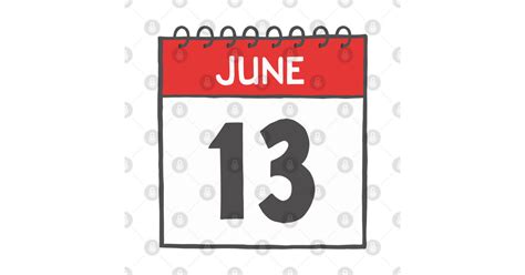 June 13th Daily Calendar Page Illustration Calendar T Shirt Teepublic