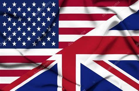 Estados Unidos Y Reino Unido Ondeando Bandera — Foto De Stock