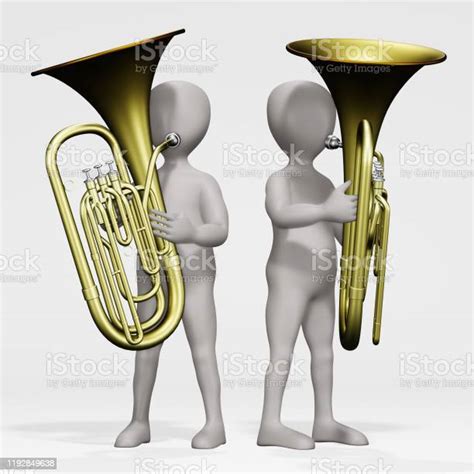 3d Render Of Cartoon Character With Tuba Stock Photo Download Image