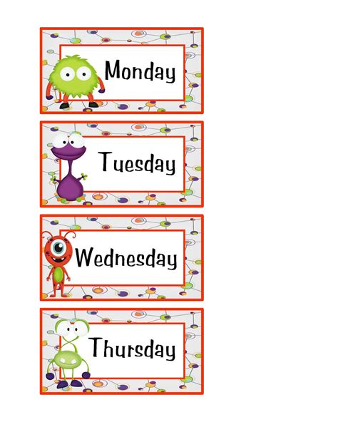 Days Of The Week Labels Printable Free These Day Of The Week Labels Are