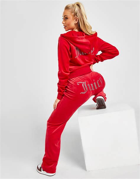 Red Juicy Couture Diamante Velour Track Pants Jd Sports Nz