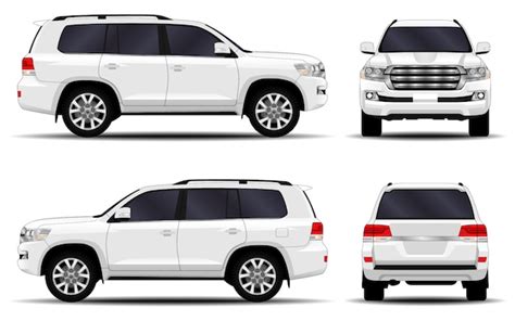 Premium Vector Realistic Suv Cars Set Front View Side View Back View