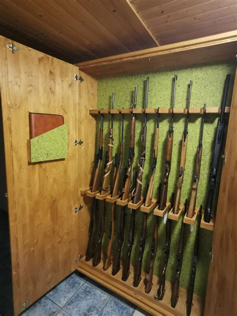 Finished My Gun Closet With Moss Decor On The Back Rwoodworking