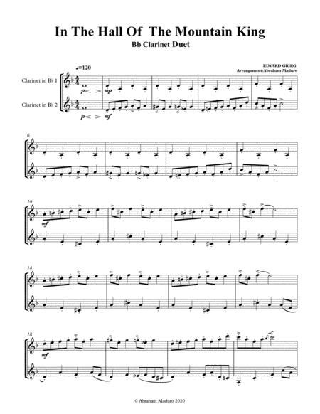 In The Hall Of The Mountain King Bb Clarinet Duet Score And Parts Music Sheet Download