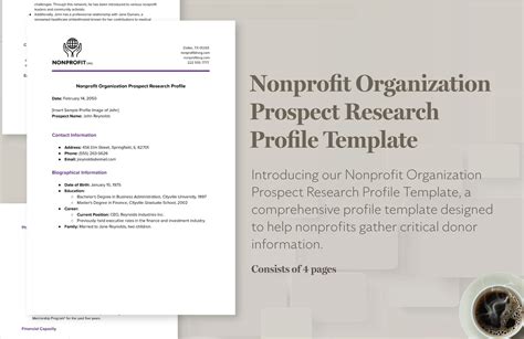 Nonprofit Organization Prospect Research Profile Template Download In