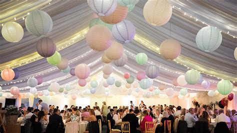 pastel paper lanterns create  festival themed wedding