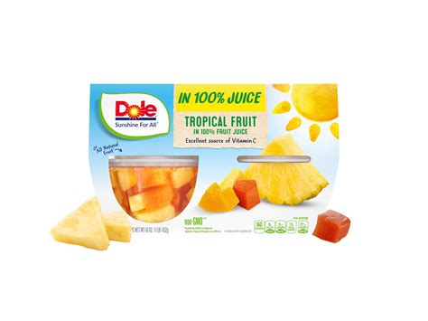 Dole Tropical Fruit In 100 Juice Fruit Bowls 4 Count Dole Sunshine