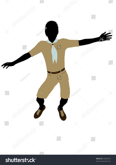 African American Boy Scout Silhouette Dressed Stock Illustration