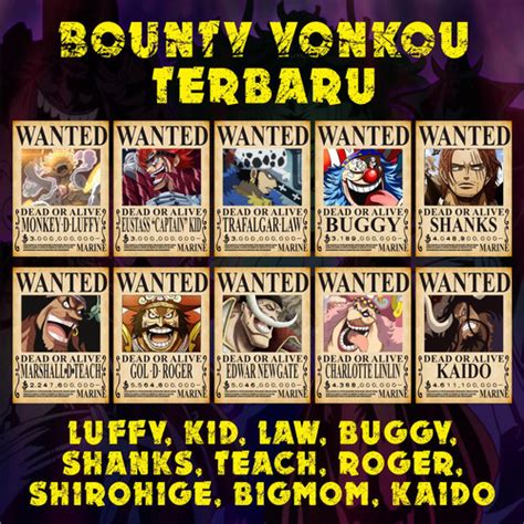 Jual Poster Bounty Yonkou Terbaru After Wanokuni Anime Manga One Piece LUFFY A Kab
