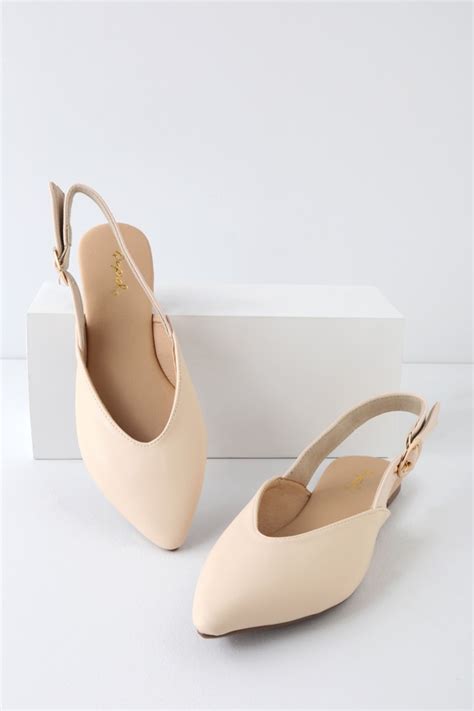 Chic Nude Flats Nude Slingback Flats Pointed Toe Flats Lulus Hot Sex Picture