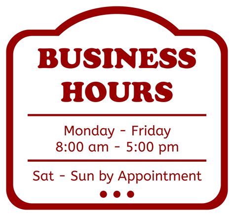 Printable Business Hours Sign Template Business Hours Sign Store