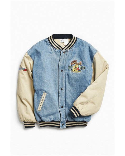 Urban Outfitters Vintage Winnie The Pooh Denim Varsity Jacket In Blue