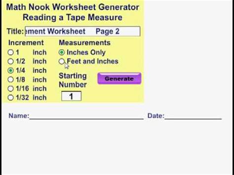 Maybe you would like to learn more about one of these? Reading a Tape Measure Worksheet Generator - YouTube