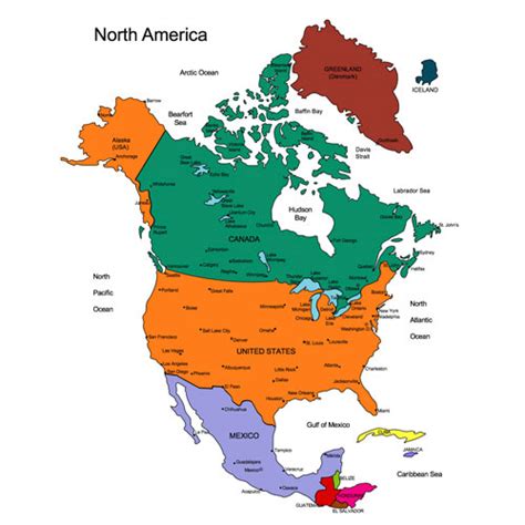 North America Regional Powerpoint Map Usa Canada Mexico Greenland